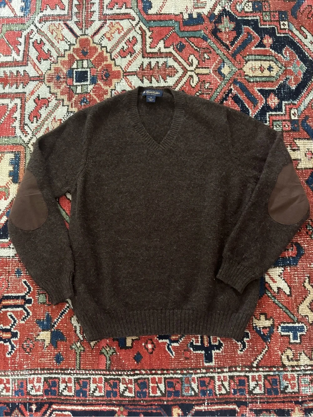 Brooks Brothers Chocolate Alpaca V-Neck Sweater
